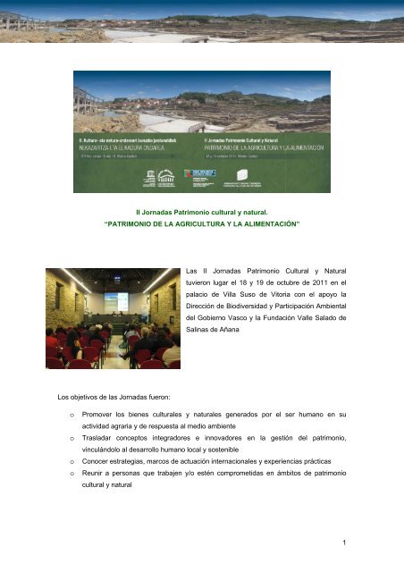 Informe Jornadas Patrimonio Cultural y Natural - Unesco Etxea