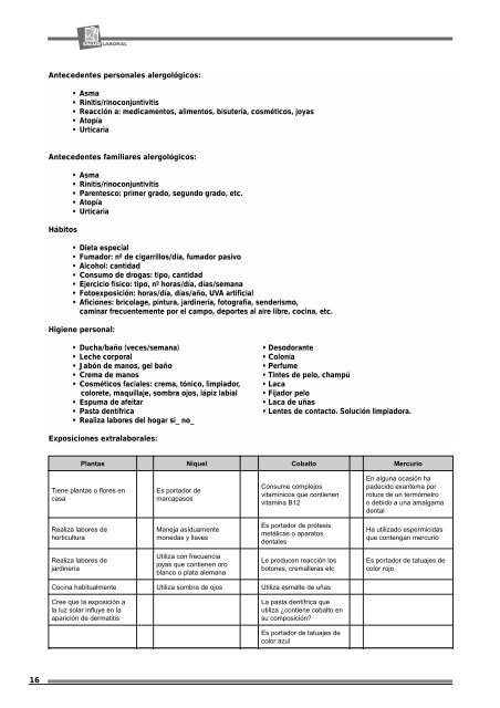 Dermatosis Laborales - Universidad de Extremadura