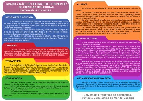grado y mÃ¡ster ciencias religiosas - Universidad de Extremadura