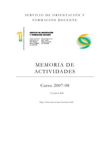 Memoria de acciones Curso 2007-08 - Universidad de Extremadura