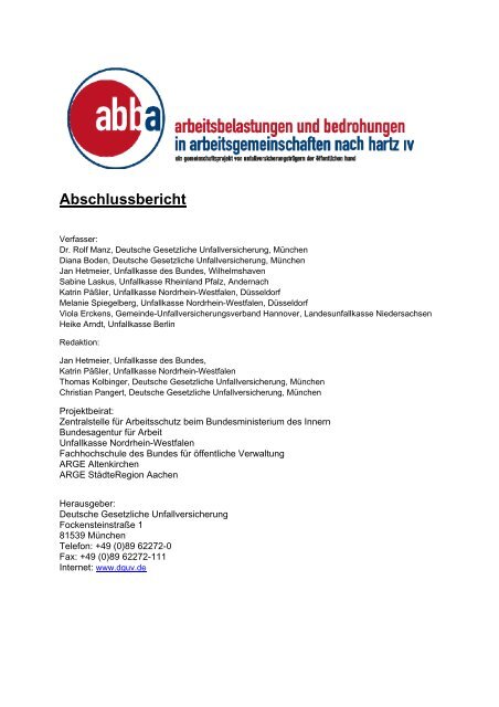 Abschlussbericht zum abba-Projekt - Unfallkasse Rheinland-Pfalz