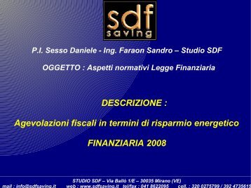 Agevolazioni fiscali in termini di risparmio energetico ... - Ungaro srl