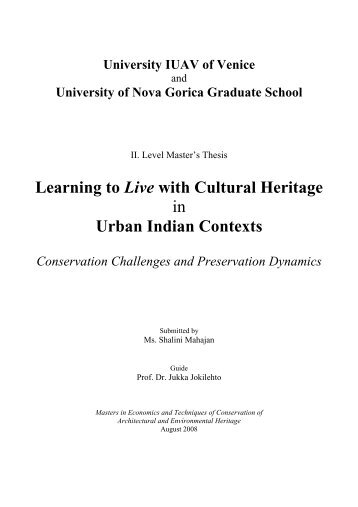 Learning to Live with Cultural Heritage