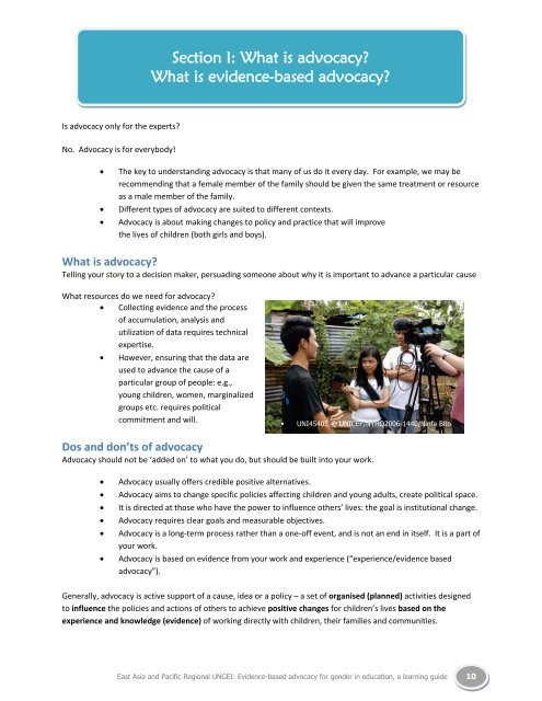 Evidence-Based Advocacy - United Nations Girls' Education Initiative