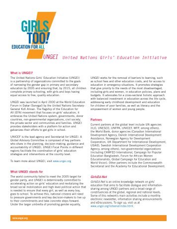 UNGEI Fact Sheet - United Nations Girls' Education Initiative