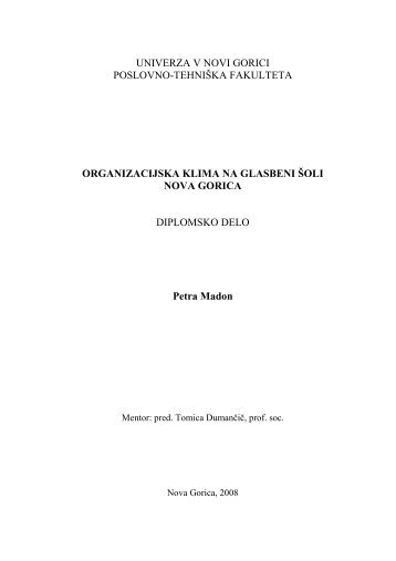 organizacijska klima na glasbeni Å¡oli nova gorica - Univerza v Novi ...