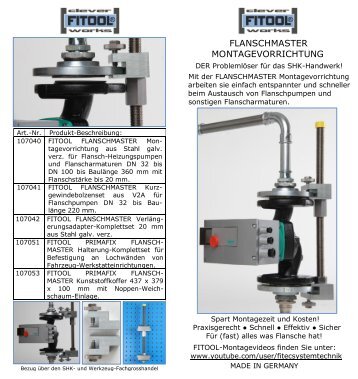 FLANSCHMASTER MONTAGEVORRICHTUNG