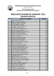 resultados examen de admisiÃ³n 2012 (huancavelica) - Universidad ...