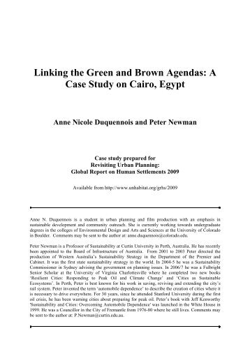 Linking the green and brown agendas: A case study on ... - UN-Habitat