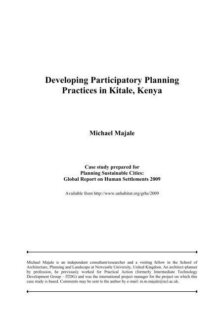 Developing Participatory Planning Practices in Kitale ... - UN-Habitat