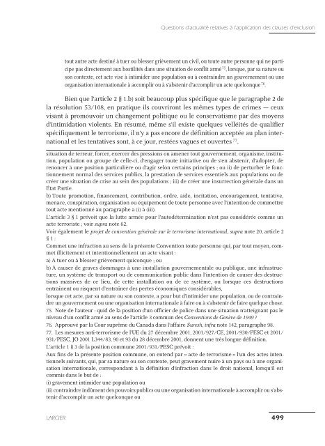 Questions d'actualitÃ© relatives Ã  l'application des clauses ... - UNHCR