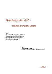 Beamtenpension 2007 â kleines Pensionsgesetz