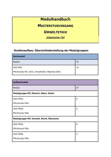 Modulhandbuch Master Umweltethik WS 2013/14 - Universität ...