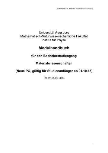 Modulhandbuch Bachelor Materialwissenschaften WS 2013/14