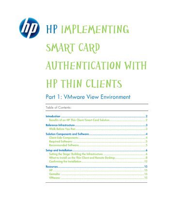 implementing Smart Card Authentication with HP Thin Clients