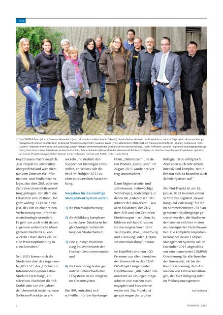 Intern-Magazin 2013-01 - Heinrich-Heine-Universität Düsseldorf