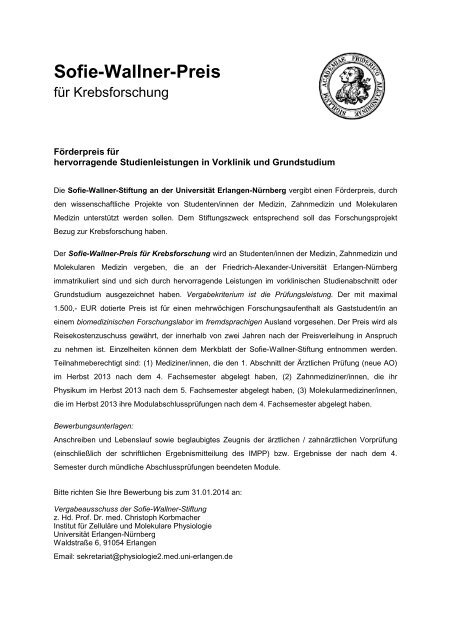 Sofie-Wallner-Preis - Friedrich-Alexander-Universität Erlangen ...