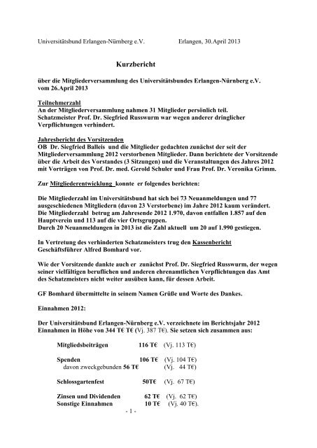 Beericht zur Mitgliederversammlung des Universitätsbund Erlangen ...