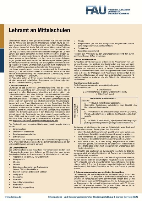 Lehramt an Hauptschulen - Friedrich-Alexander-UniversitÃ¤t ...