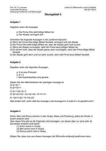 Übungsblatt 5 - Universität Flensburg