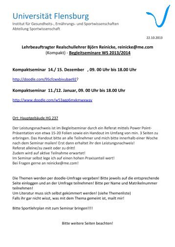 Lehrbeauftragter Realschullehrer Björn Reinicke, reinicke@me.com