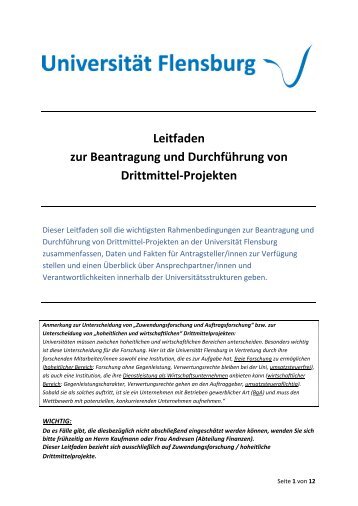Leitfaden zur Beantragung und Durchführung von Drittmittel-Projekten