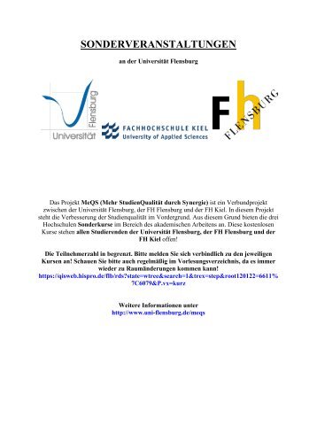 SONDERVERANSTALTUNGEN - UniversitÃ¤t Flensburg