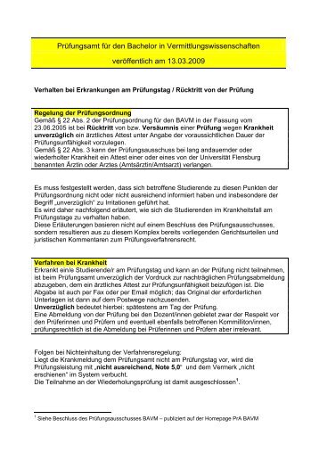 PrÃ¼fungen: Erkrankung am PrÃ¼fungstag (PDF) - UniversitÃ¤t Flensburg