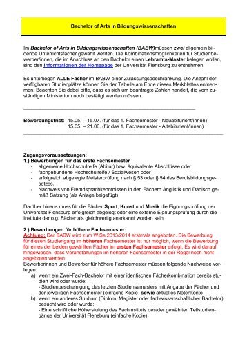 Bachelor Bildungswissenschaften - UniversitÃ¤t Flensburg