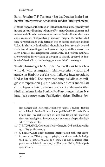 Eine Theologie des Lebens. Dietrich Bonhoeffers - UniversitÃ¤t ...