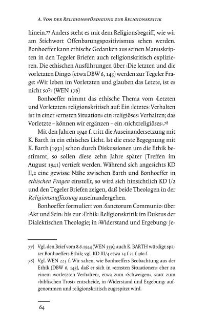 Eine Theologie des Lebens. Dietrich Bonhoeffers - UniversitÃ¤t ...