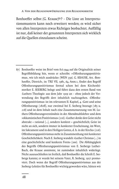 Eine Theologie des Lebens. Dietrich Bonhoeffers - UniversitÃ¤t ...