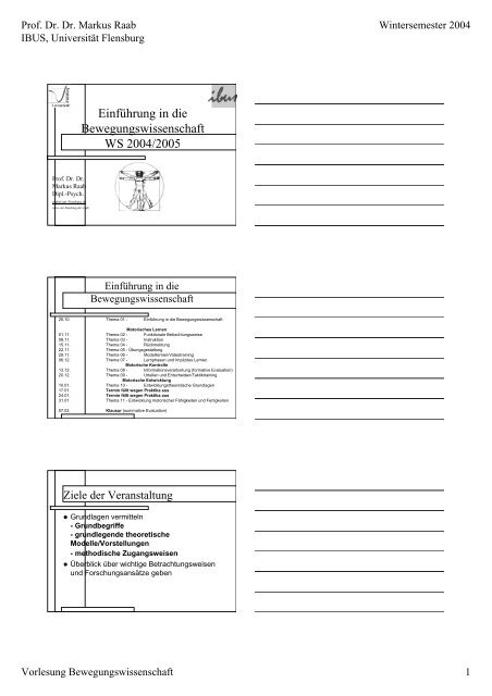 EinfÃ¼hrung in die Bewegungswissenschaft WS 2004/2005