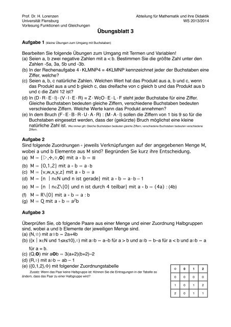 Übungsblatt 3_2013 - Universität Flensburg