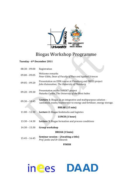 DRAFT Biogas workshop agenda