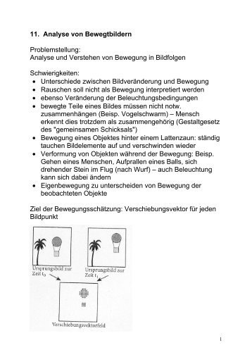 11. Analyse von Bewegtbildern Problemstellung: Analyse und ...