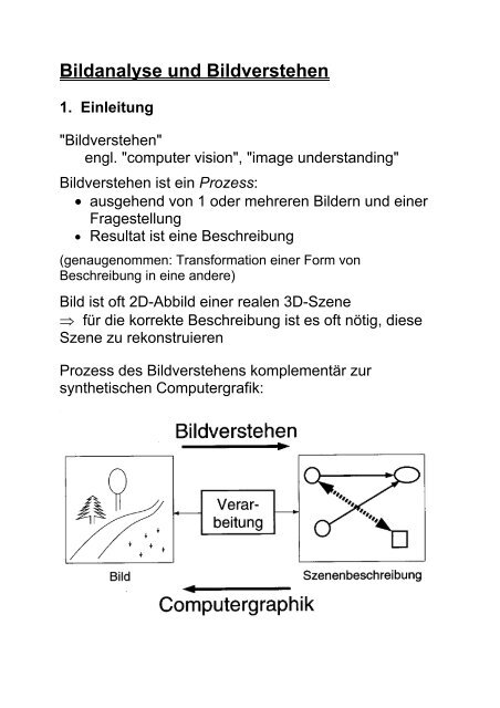 Bildanalyse und Bildverstehen 1. Einleitung