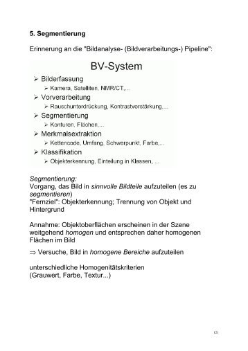 5. Segmentierung Erinnerung an die "Bildanalyse ...