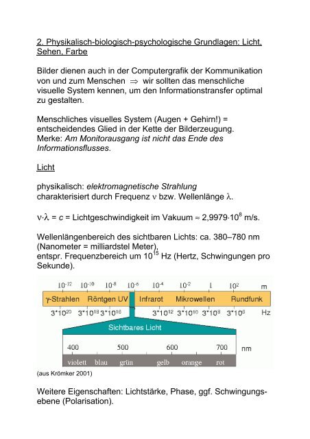 2. Physikalisch-biologisch-psychologische Grundlagen: Licht ...