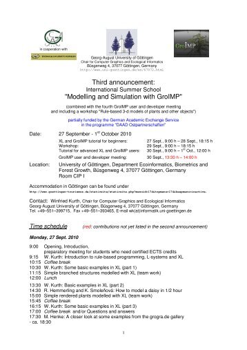 Summer School Modelling and Simulation with GroIMP