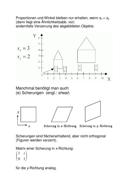 Affine Abbildungen, homogene Koordinaten, Objekttransformationen
