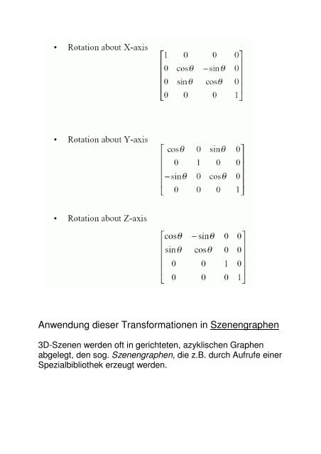 Affine Abbildungen, homogene Koordinaten, Objekttransformationen