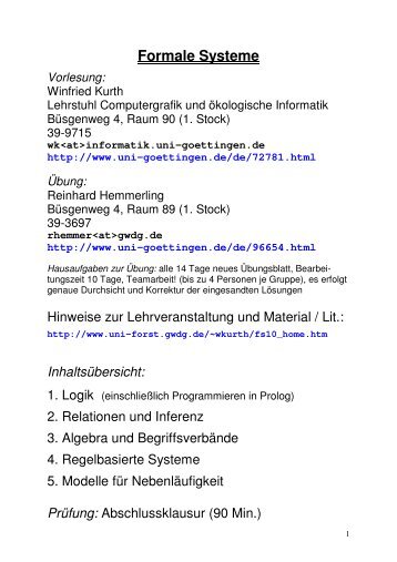 Aussagenlogik: Syntax, Semantik, Normalformen, Horn ... - GWDG