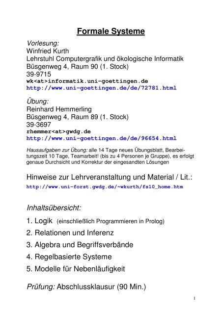 Aussagenlogik: Syntax, Semantik, Normalformen, Horn ... - GWDG