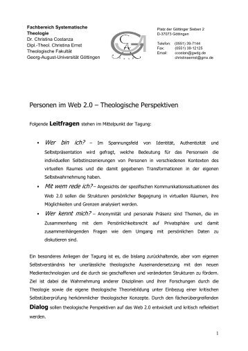 Ausführliches Tagungskonzept - Georg-August-Universität Göttingen