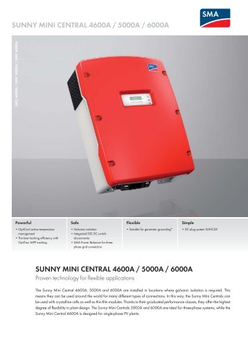 Sunny Mini Central 4600A / 5000A / 6000A - SMA Solar Technology ...