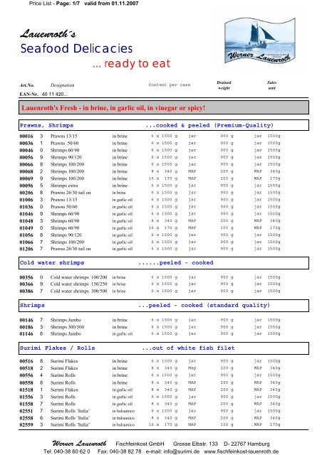 Lauenroth´s Seafood Delicacies - Werner Lauenroth