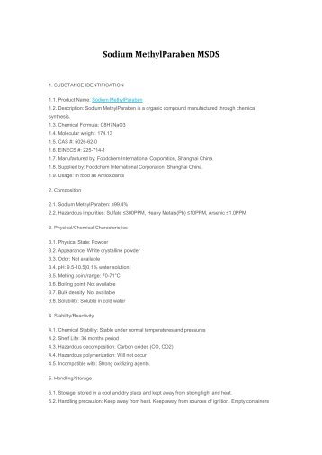 Sodium MethylParaben MSDS