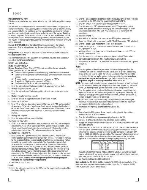 TC-922C, Refund of Tax Reported on Exempt Fuel for Non-Utah  ...