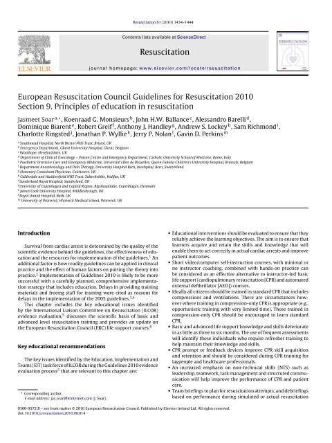 European Resuscitation Council Guidelines for Resuscitation 2010 ...